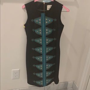 Black Anthropologie Dress with turquoise detail